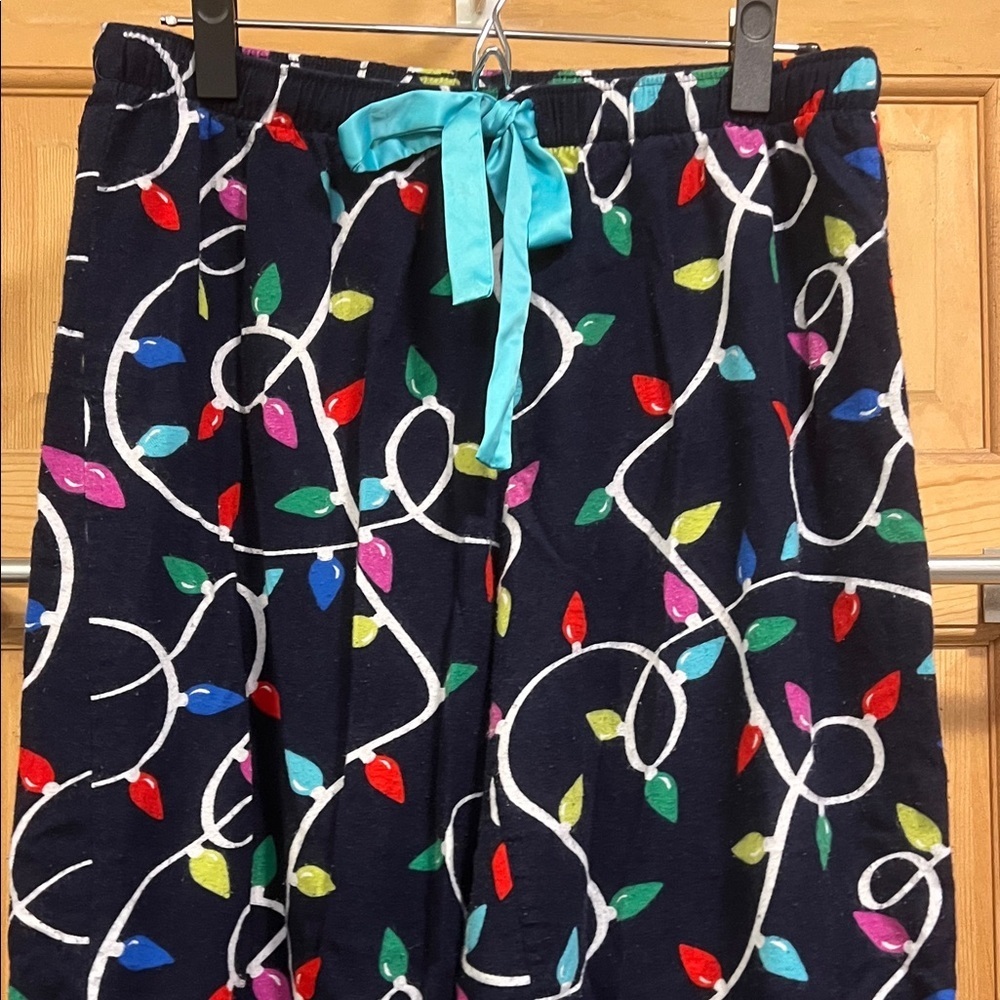 Festive String Light Pajama Pants Lightweight Flannel Sz M